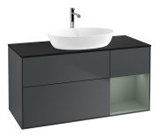 Тумба під раковину Villeroy & Boch Finion 120х50,1 см із підсвічуванням МДФ темно-синій матовий лак/скло чорне матове F832GMHG