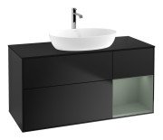 Тумба під раковину Villeroy & Boch Finion 120х50,1 см із підсвічуванням МДФ чорний матовий лак/скло чорне матове F832GMPD