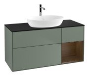 Тумба під раковину Villeroy & Boch Finion 120х50,1 см із підсвічуванням МДФ оливковий матовий лак/скло чорне матове F832GNGM