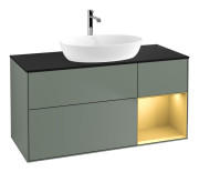 Тумба під раковину Villeroy & Boch Finion 120х50,1 см із підсвічуванням МДФ оливковий матовий лак/скло чорне матове F832HFGM