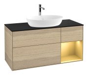 Тумба під раковину Villeroy & Boch Finion 120х50,1 см з підсвічуванням МДФ шпон дуба/скло чорне матове F832HFPC