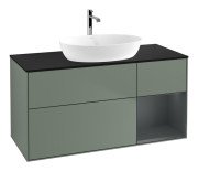 Тумба под раковину Villeroy & Boch Finion 120х50,1 см с подсветкой МДФ оливковый матовый лак/стекло черное матовое F832HGGM