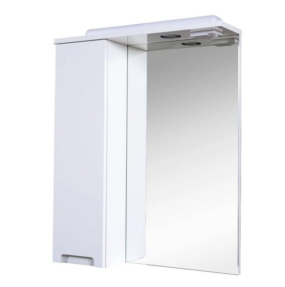 Зеркальный шкафчик Аквародос Квадро 60х74 см с подсветкой ДСП/стекло белый АР000001073