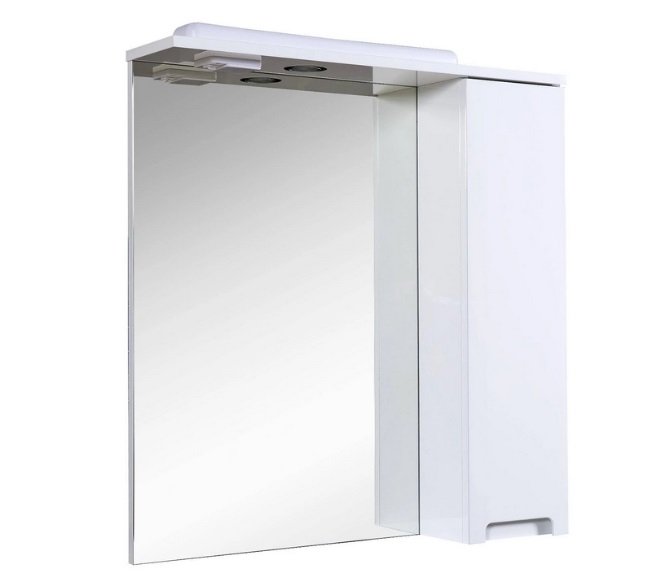 Дзеркальна шафка Аквародос Квадро 70х74 см з підсвічуванням ДСП/скло білий АР000001074