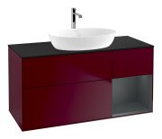 Тумба под раковину Villeroy & Boch Finion 120х50,1 см с подсветкой МДФ пион матовый лак/стекло черное матовое F832HGHB