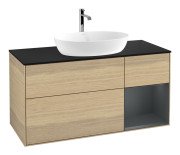 Тумба под раковину Villeroy & Boch Finion 120х50,1 см с подсветкой МДФ шпон дуба/стекло черное матовое F832HGPC