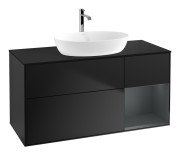 Тумба под раковину Villeroy & Boch Finion 120х50,1 см с подсветкой МДФ черный матовый лак/стекло черное матовое F832HGPD