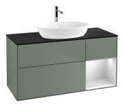 Тумба під раковину Villeroy & Boch Finion 120х50,1 см із підсвічуванням МДФ оливковий матовий лак/скло чорне матове F832MTGM