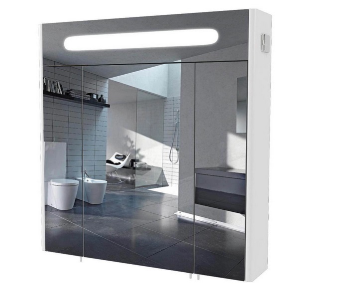 Зеркальный шкафчик Аквародос Париж 80х80 см с подсветкой ДСП/стекло белый АР000001164