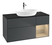 Тумба під раковину Villeroy & Boch Finion 120х50,1 см із підсвічуванням МДФ темно-синій матовий лак/скло чорне матове F832PCHG