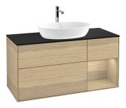 Тумба під раковину Villeroy & Boch Finion 120х50,1 см з підсвічуванням МДФ шпон дуба/скло чорне матове F832PCPC