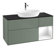 Тумба під раковину Villeroy & Boch Finion 120х50,1 см із підсвічуванням МДФ оливковий матовий лак/скло чорне матове F832GFGM