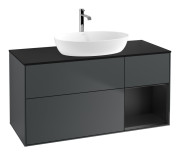 Тумба під раковину Villeroy & Boch Finion 120х50,1 см із підсвічуванням МДФ темно-синій матовий лак/скло чорне матове F832PDHG