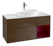 Тумба под раковину Villeroy & Boch Finion 120х50,1 см с подсветкой МДФ шпон грецкого ореха/стекло белое матовое G831HBGN