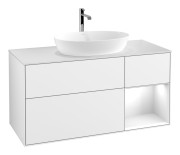 Тумба под раковину Villeroy & Boch Finion 120х50,1 см с подсветкой МДФ глянцевый белый лак/стекло белое матовое G831GFGF