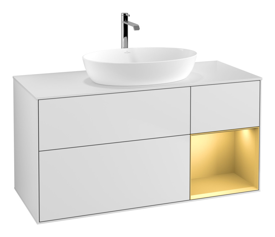 Тумба под раковину Villeroy & Boch Finion 120х50,1 см с подсветкой МДФ белый матовый лак/стекло белое матовое G831HFMT