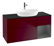 Тумба под раковину Villeroy & Boch Finion 120х50,1 см с подсветкой МДФ пион матовый лак/стекло черное матовое G832GKHB