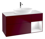 Тумба под раковину Villeroy & Boch Finion 120х50,1 см с подсветкой МДФ пион матовый лак/стекло белое матовое G831GFHB