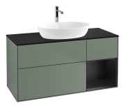Тумба под раковину Villeroy & Boch Finion 120х50,1 см с подсветкой МДФ оливковый матовый лак/стекло черное матовое F832PDGM