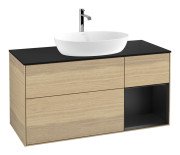 Тумба под раковину Villeroy & Boch Finion 120х50,1 см с подсветкой МДФ шпон дуба/стекло черное матовое F832PDPC