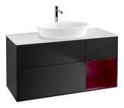 Тумба під раковину Villeroy & Boch Finion 120х50,1 см із підсвічуванням МДФ чорний матовий лак/скло біле матове G831HBPD