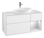 Тумба під раковину Villeroy & Boch Finion 120х50,1 см із підсвічуванням МДФ білий глянцевий лак/скло біле матове G831MTGF