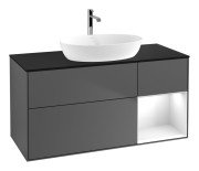 Тумба под раковину Villeroy & Boch Finion 120х50,1 см с подсветкой МДФ антрацит матовый лак/стекло черное матовое G832GFGK