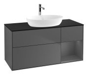 Тумба під раковину Villeroy & Boch Finion 120х50,1 см із підсвічуванням МДФ антрацит матовий лак/скло чорне матове G832GKGK