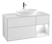 Тумба під раковину Villeroy & Boch Finion 120х50,1 см із підсвічуванням МДФ білий матовий лак/скло біле матове G831GFMT