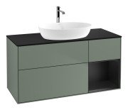 Тумба під раковину Villeroy & Boch Finion 120х50,1 см із підсвічуванням МДФ оливковий матовий лак/скло чорне матове F832PDGM