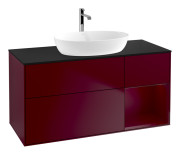 Тумба под раковину Villeroy & Boch Finion 120х50,1 см с подсветкой МДФ пион матовый лак/стекло черное матовое G832HBHB