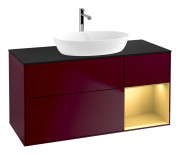 Тумба под раковину Villeroy & Boch Finion 120х50,1 см с подсветкой МДФ пион матовый лак/стекло черное матовое G832HFHB