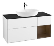 Тумба под раковину Villeroy & Boch Finion 120х50,1 см с подсветкой МДФ глянцевый белый лак/стекло черное матовое G832GNGF