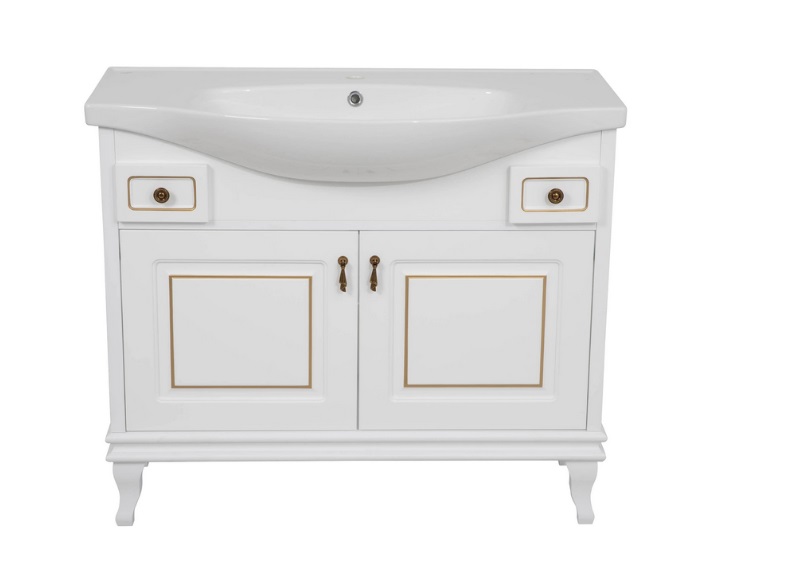 Тумба напольная Аквародос Беатриче 100 см с раковиной Lila ДСП/МДФ белый патина золото АР000074317