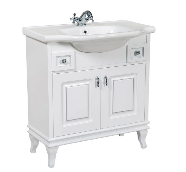 Тумба напольная Аквародос Беатриче 80 см с раковиной New Classic ДСП/МДФ белый патина хром АР000040197