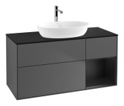 Тумба под раковину Villeroy & Boch Finion 120х50,1 см с подсветкой МДФ антрацит матовый лак/стекло черное матовое G832PDGK