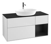 	Тумба под раковину Villeroy & Boch Finion 120х50,1 см с подсветкой МДФ белый матовый лак/стекло черное матовое G832PDMT