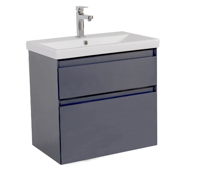 Тумба подвесная Аквародос Элит 70 см с раковиной Elite ДСП/МДФ графит глянец АР000049083