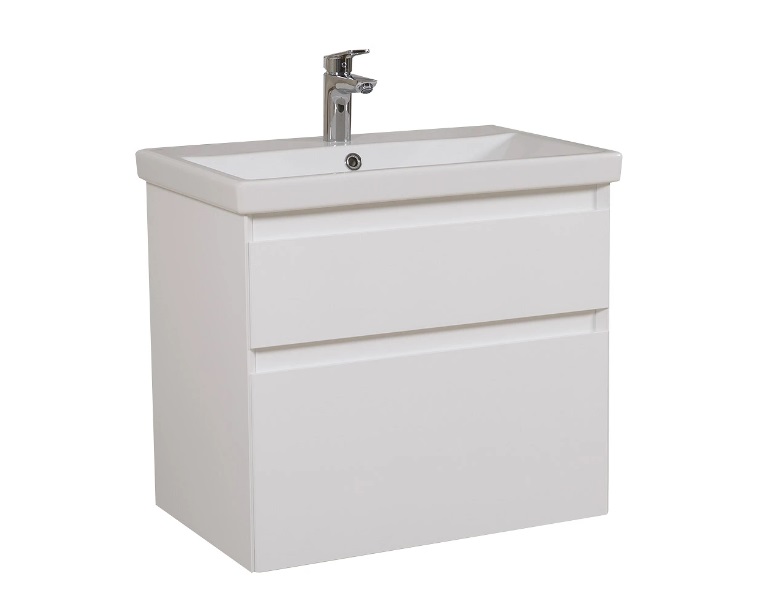 Тумба подвесная Аквародос Элит 80 см с раковиной Elite ДСП/МДФ белый мат АР000040374