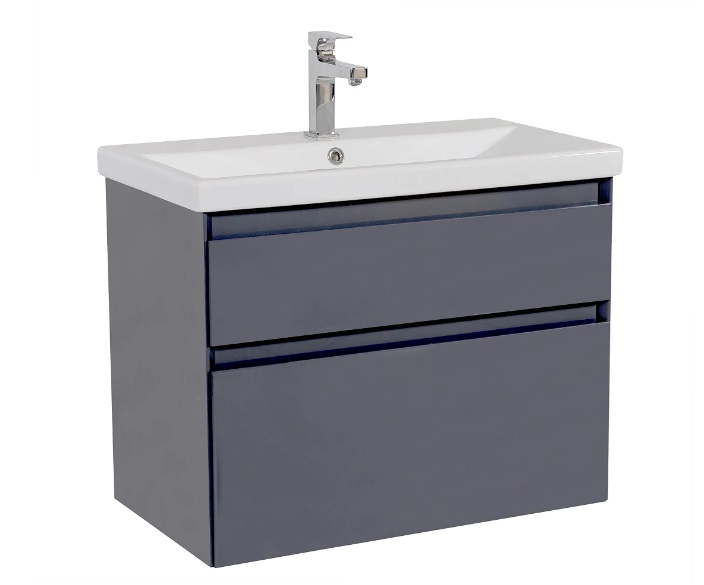 Тумба подвесная Аквародос Элит 80 см с раковиной Elite ДСП/МДФ графит глянец АР000049085