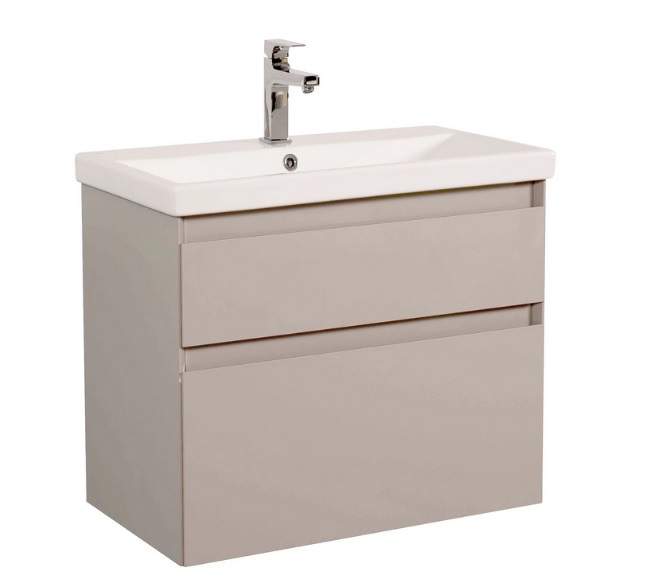 Тумба підвісна Аквародос Еліт 80 см із раковиною Elite ДСП/МДФ мокко АР000049104