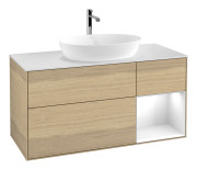 Тумба под раковину Villeroy & Boch Finion 120х50,1 см с подсветкой МДФ шпон дуба/стекло белое матовое G831GFPC