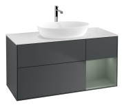 Тумба под раковину Villeroy & Boch Finion 120х50,1 см с подсветкой МДФ темно-синий матовый лак/стекло белое матовое G831GMHG