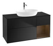 Тумба под раковину Villeroy & Boch Finion 120х50,1 см с подсветкой МДФ черный матовый лак/стекло черное матовое G832GNPD