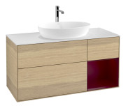 Тумба под раковину Villeroy & Boch Finion 120х50,1 см с подсветкой МДФ шпон дуба/стекло белое матовое G831HBPC