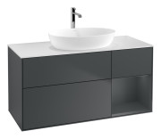 Тумба под раковину Villeroy & Boch Finion 120х50,1 см с подсветкой МДФ темно-синий матовый лак/стекло белое матовое G831HGHG