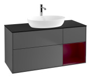 Тумба под раковину Villeroy & Boch Finion 120х50,1 см с подсветкой МДФ антрацит матовый лак/стекло черное матовое G832HBGK