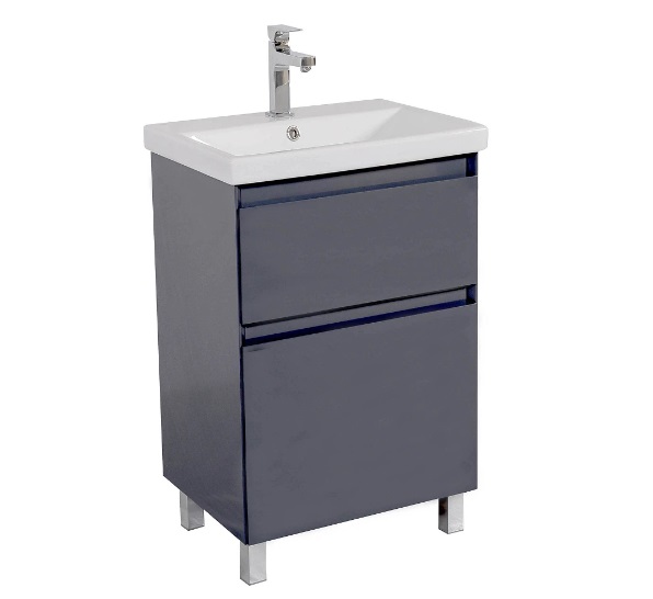 Тумба напольная Аквародос Элит 60 см с раковиной Elite ДСП/МДФ графит глянец АР000049082