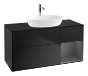 Тумба под раковину Villeroy & Boch Finion 120х50,1 см с подсветкой МДФ черный матовый лак/стекло черное матовое G832GKPD