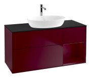 Тумба під раковину Villeroy & Boch Finion 120х50,1 см із підсвічуванням МДФ півонія матовий лак/скло чорне матове G832HBHB